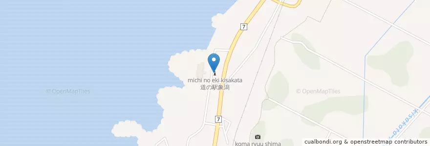 Mapa de ubicacion de 道の駅象潟 en Japonya, 秋田県, にかほ市.