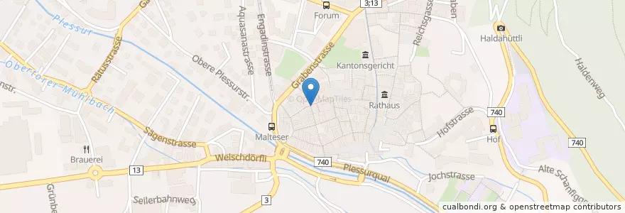 Mapa de ubicacion de Tom's Beer Box en Швейцария, Граубюнден (Гризон), Plessur, Chur.