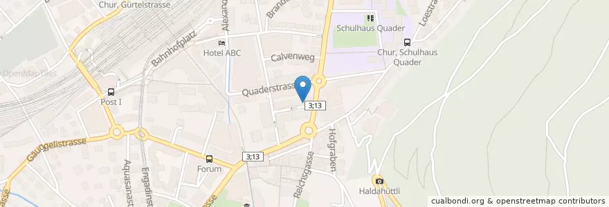 Mapa de ubicacion de Quader Kino en Suiza, Grisones, Plessur, Chur.