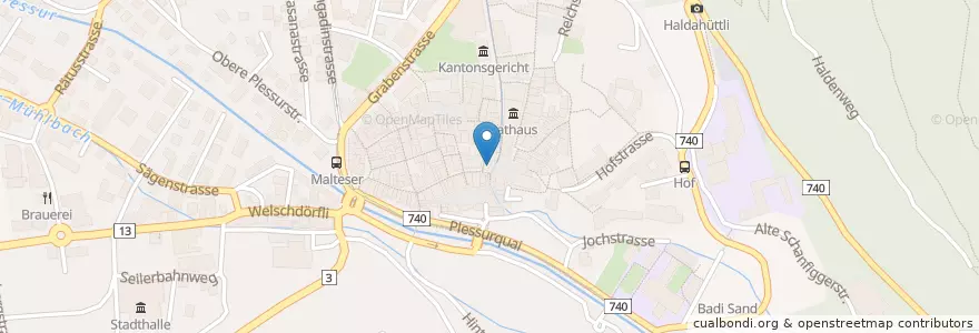 Mapa de ubicacion de Café Martinsplatz en Switzerland, Grisons, Plessur, Chur.