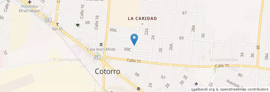 Mapa de ubicacion de consultorio médico en キューバ, La Habana, Cotorro.