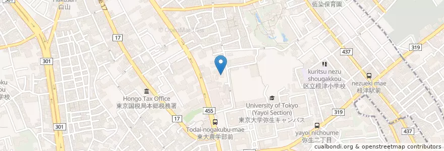Mapa de ubicacion de 願行寺 en Japon, Tokyo, 文京区.