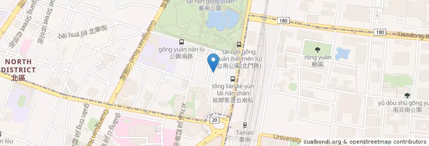 Mapa de ubicacion de 衛屋茶事 en 臺灣, 臺南市, 北區.
