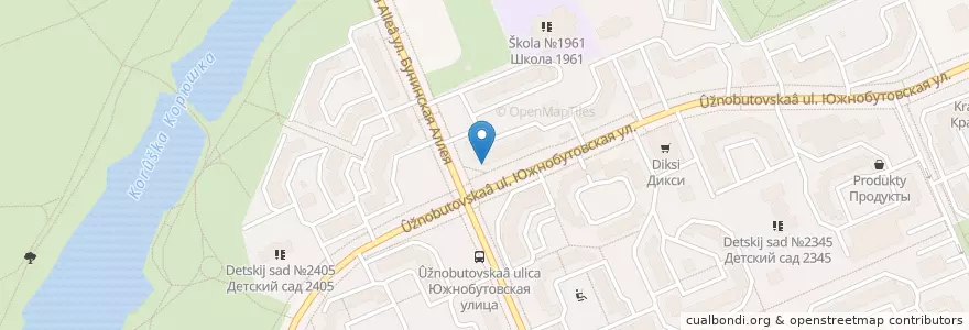 Mapa de ubicacion de Райздрав en Rússia, Distrito Federal Central, Москва, Юго-Западный Административный Округ, Yuzhnoye Butovo.