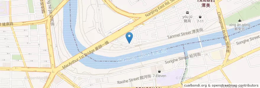 Mapa de ubicacion de 彩虹橋 en 台湾, 新北市, 台北市, 松山区, 内湖区.
