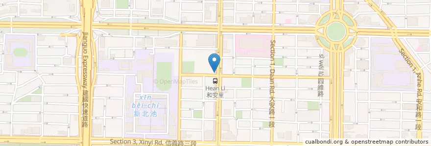 Mapa de ubicacion de Ln. 340, Sec. 1, Fuxing S. Rd. en Taiwan, New Taipei, Taipei, Da'an District.