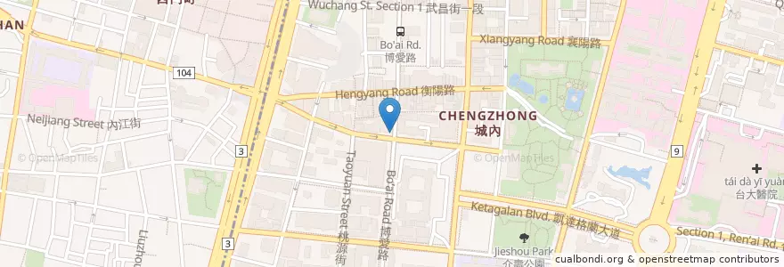 Mapa de ubicacion de 博愛寶慶路口 en 臺灣, 新北市, 臺北市, 中正區.