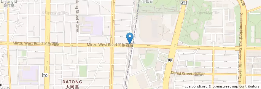 Mapa de ubicacion de Minzu & Yumen Intersection en Taiwan, New Taipei, Taipei.