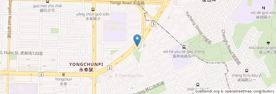 Mapa de ubicacion de 春光公園 en Taiwan, Nuova Taipei, Taipei, Distretto Di Xinyi.