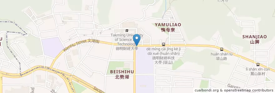 Mapa de ubicacion de 德明財經科技大學 en Тайвань, Новый Тайбэй, Тайбэй, Нэйху.