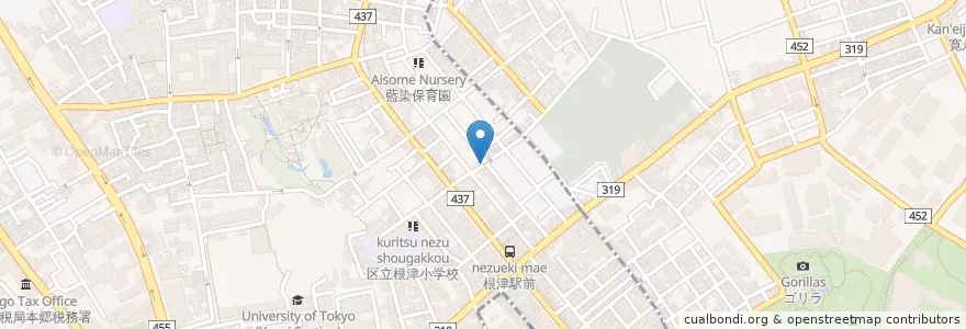 Mapa de ubicacion de 魚菜　根津　呼友 en Japan, Tokyo, Bunkyo.
