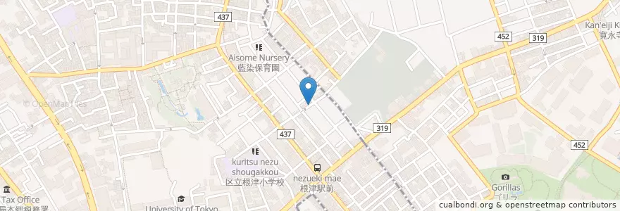 Mapa de ubicacion de コインパーク根津第２ en 日本, 東京都, 文京区.