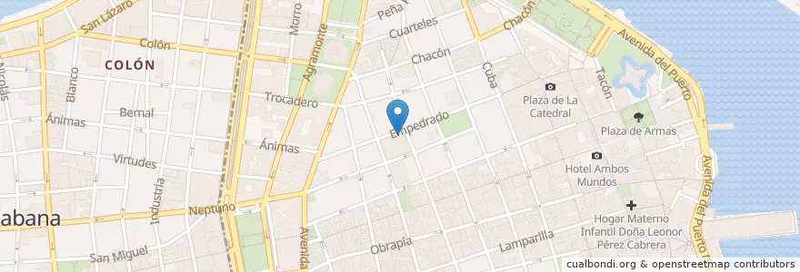 Mapa de ubicacion de Hava Pizza en 쿠바, La Habana, La Habana Vieja.