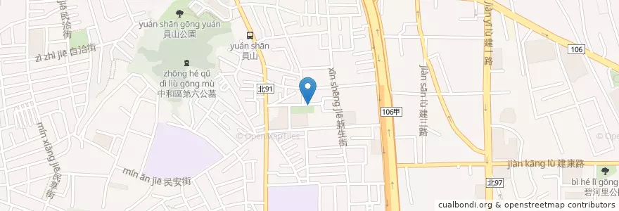 Mapa de ubicacion de 民樂人行廣場 en Taiwan, Nuova Taipei, Džonghė.
