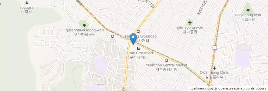 Mapa de ubicacion de 피자마루 구산점 en Corée Du Sud, Séoul, 은평구, 구산동.