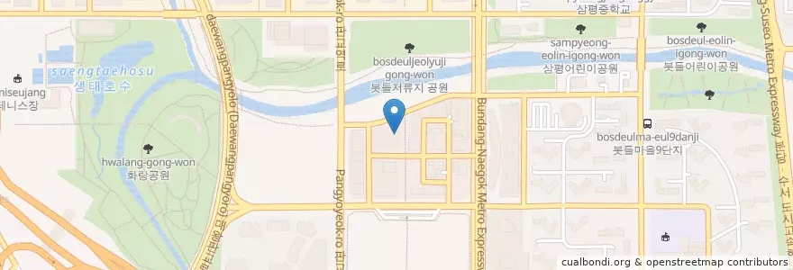 Mapa de ubicacion de 파스쿠치 en 대한민국, 경기도, 분당구.