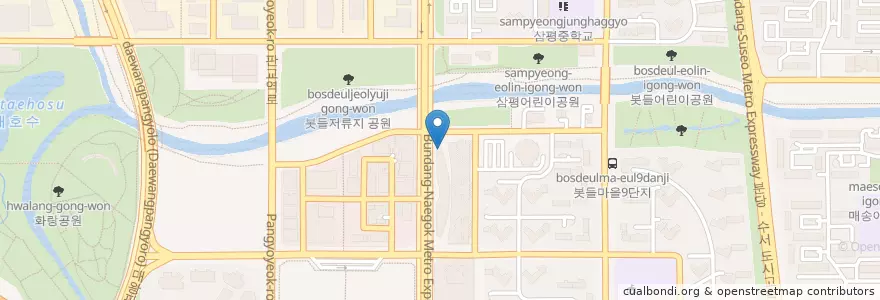 Mapa de ubicacion de 탐앤탐스 en 大韓民国, 京畿道, 盆唐区.