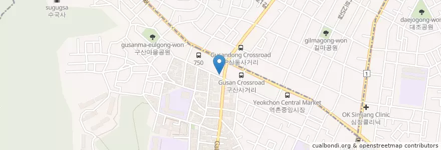 Mapa de ubicacion de 싸리골 en Korea Selatan, 서울, 은평구, 구산동.