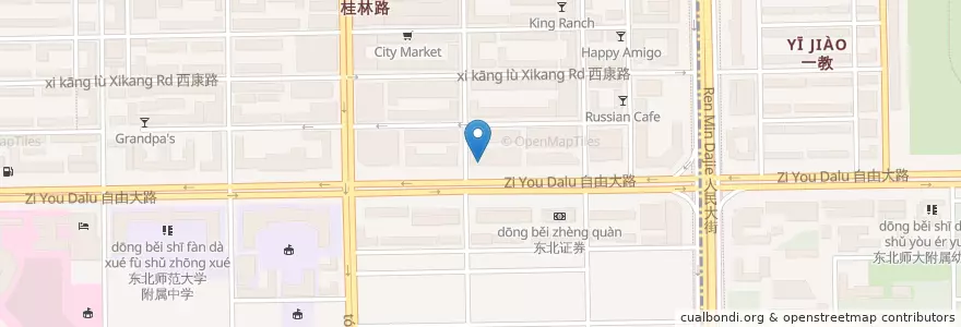 Mapa de ubicacion de Zoo Coffee en China, Jilin, Changchun City, Chaoyang District, Guilin Subdistrict.