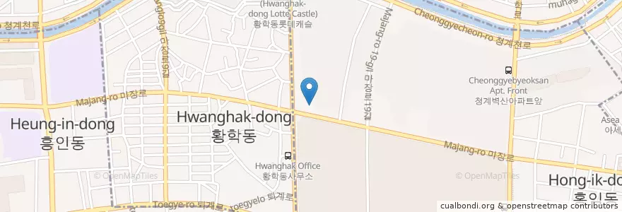 Mapa de ubicacion de 천리교혜성교회 en Korea Selatan, 서울, 성동구, 왕십리도선동.