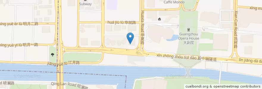 Mapa de ubicacion de 广州农商银行 en 중국, 광둥성, 광저우시, 越秀区, 猎德街道.