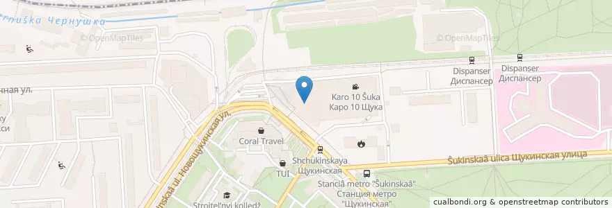 Mapa de ubicacion de Cofix en Rusia, Distrito Federal Central, Москва, Северо-Западный Административный Округ, Район Щукино.