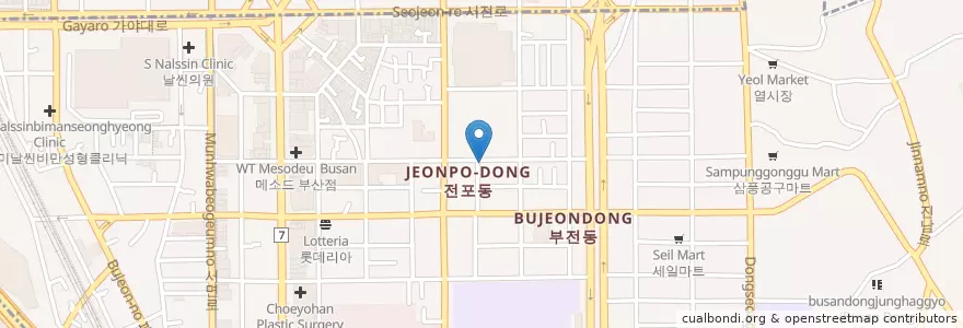 Mapa de ubicacion de 고유커피 en Güney Kore, Busan, 부산진구.