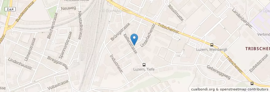 Mapa de ubicacion de Tribschen en Zwitserland, Luzern, Luzern.