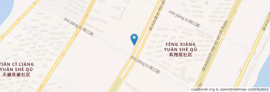 Mapa de ubicacion de 珠江路地铁站D口 en 中国, 江西省, 南昌市, 红谷滩区, 凤凰洲管理处.