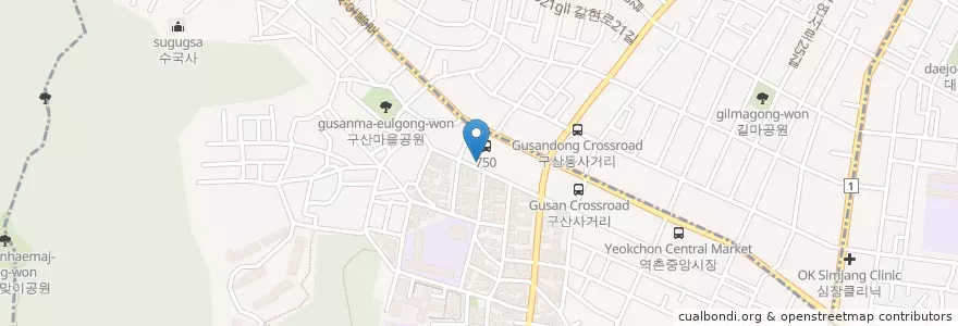 Mapa de ubicacion de 연천갈비 en 대한민국, 서울, 은평구, 구산동.
