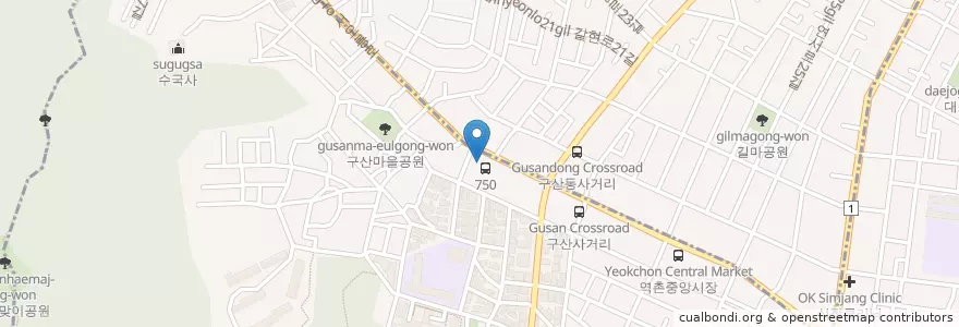 Mapa de ubicacion de 일호약국 en South Korea, Seoul, Eunpyeong-Gu, Gusan-Dong.