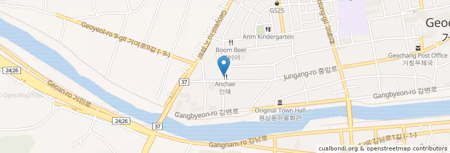 Mapa de ubicacion de 안채 (Anchae) en كوريا الجنوبية, 경상남도, 거창군.