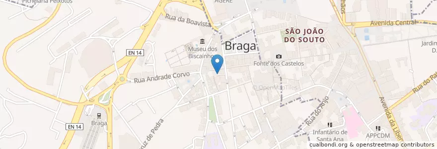 Mapa de ubicacion de Le Italiane Caffè Bistró en 葡萄牙, 北部大區, Braga, Cávado, Braga, Maximinos, Sé E Cividade.