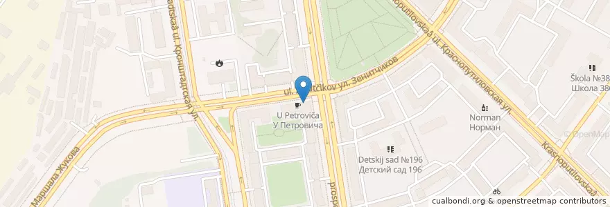 Mapa de ubicacion de Совкомбанк en Russland, Föderationskreis Nordwest, Oblast Leningrad, Sankt Petersburg, Кировский Район, Округ Автово.