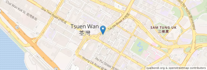 Mapa de ubicacion de 明記打冷 en Chine, Guangdong, Hong Kong, Nouveaux Territoires, 荃灣區 Tsuen Wan District.