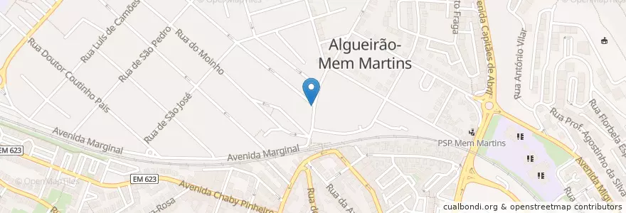 Mapa de ubicacion de Abreu en ポルトガル, Área Metropolitana De Lisboa, Lisboa, Grande Lisboa, Sintra, Algueirão-Mem Martins.