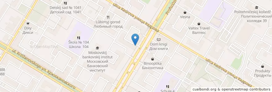 Mapa de ubicacion de Шоколадница en 俄罗斯/俄羅斯, Центральный Федеральный Округ, Москва, Юго-Западный Административный Округ, Академический Район.