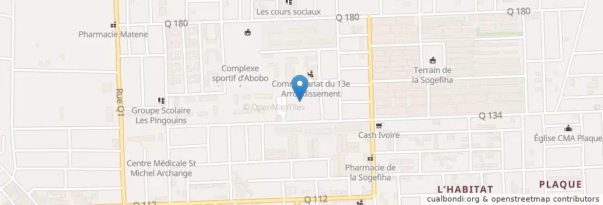 Mapa de ubicacion de Marché Habitat en Ivoorkust, Abidjan, Abobo.