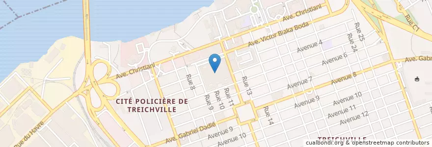 Mapa de ubicacion de Grand marché de Treichville en Fildişi Sahili, Abican, Treichville.