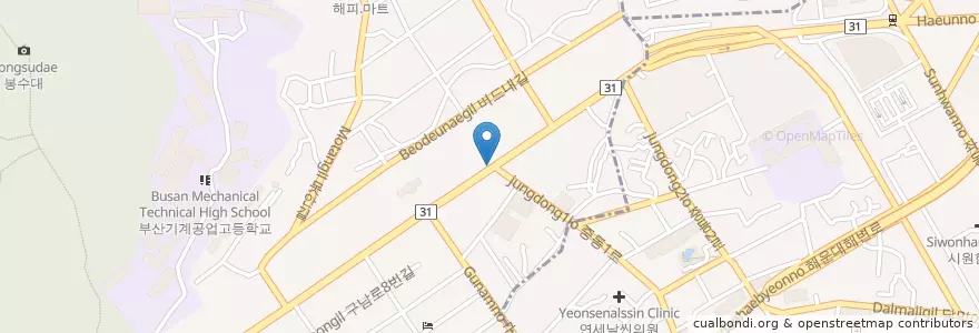 Mapa de ubicacion de 해운대시외버스터미널 en کره جنوبی, بوسان, 해운대구.