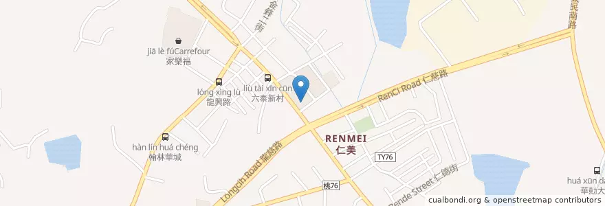 Mapa de ubicacion de 武田信餐館 en Тайвань, Таоюань, Чжунли.