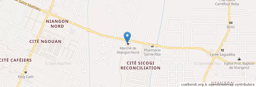 Mapa de ubicacion de Marché de Niangon Nord en コートジボワール, アビジャン, Yopougon.
