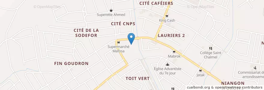Mapa de ubicacion de Marché de l'Académie en 코트디부아르, 아비장, Yopougon.