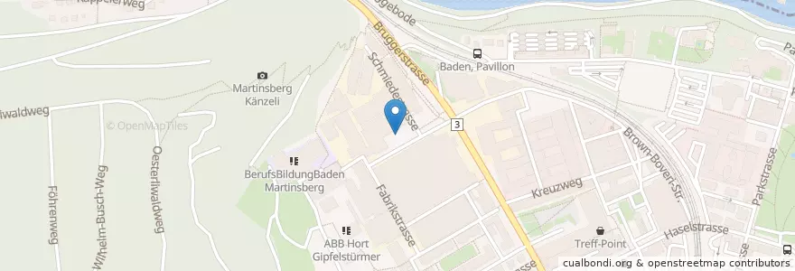 Mapa de ubicacion de Milchbar en Suisse, Argovie, Bezirk Baden, Baden.