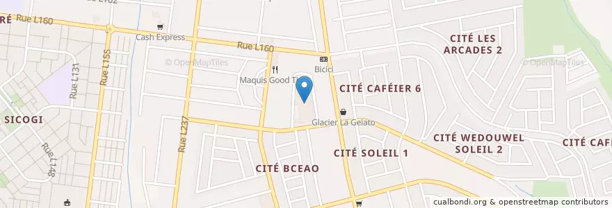 Mapa de ubicacion de Marché Cocovico en Ivory Coast, Abidjan, Cocody.