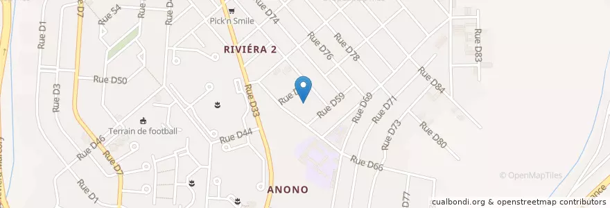 Mapa de ubicacion de Marché d'Anono en Fildişi Sahili, Abican, Cocody.