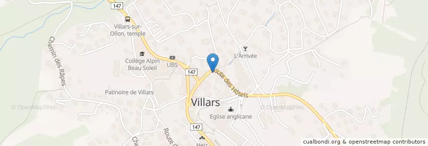 Mapa de ubicacion de Vieux Villars en Suiza, Valdia, District D'Aigle, Ollon.
