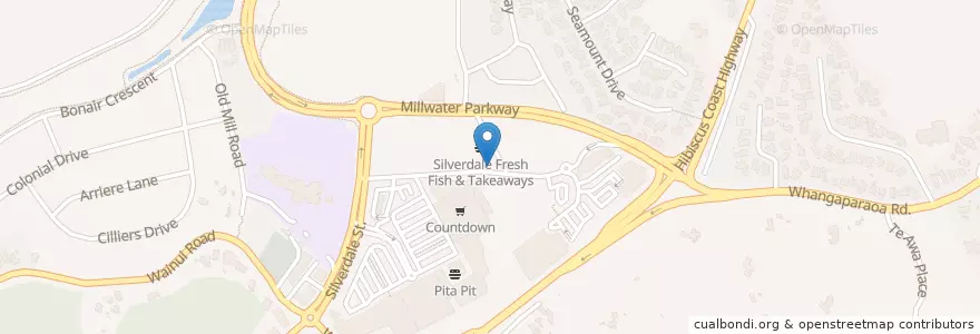Mapa de ubicacion de Silver Moon Cafe en New Zealand, Auckland, Hibiscus And Bays.