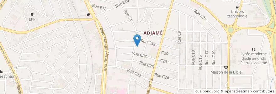 Mapa de ubicacion de Marché Yeclat de Manflat en Côte D’Ivoire, Abidjan, Adjamé.
