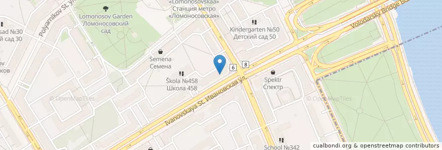 Mapa de ubicacion de Шаверма en Russie, District Fédéral Du Nord-Ouest, Oblast De Léningrad, Saint-Pétersbourg, Невский Район, Ивановский Округ.